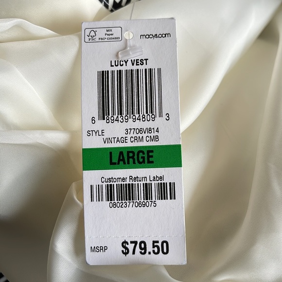 ⏳♻️🆕 New Charter Club Houndstooth Print Puffer Vest Jacket size Large - Picture 7 of 17